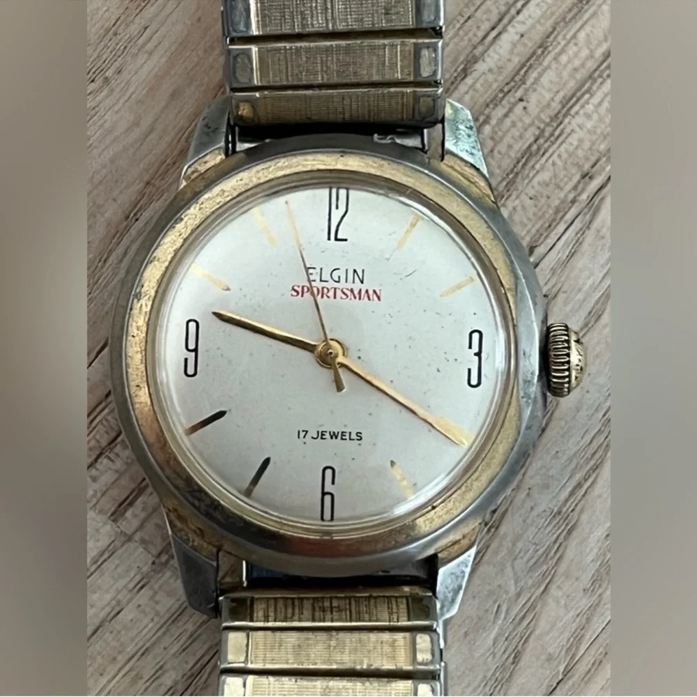 Elgin Sportsman Men's Watch Vintage 17 Jewels Mechanical Gold-Tone Case Dial